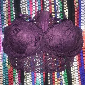 Body Frosting Purple lace halter bra